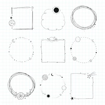 Minimal line art galaxy frame set vector | Free  vector - 2265146