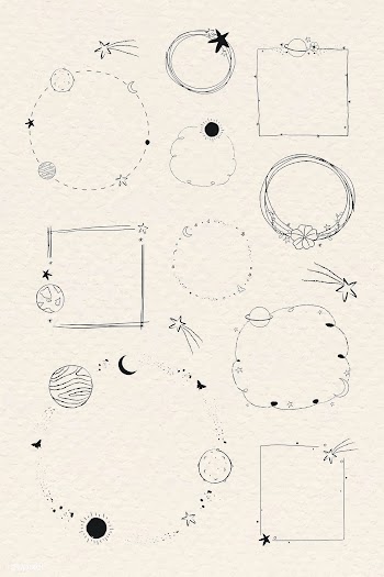 Minimal line art galaxy frame set vector | Free  vector - 2265159