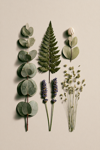 Minimal Modern Herbarium Poster with Botanical Specimens