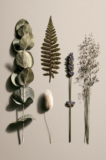 Minimal Modern Herbarium Poster with Pressed Botanicals