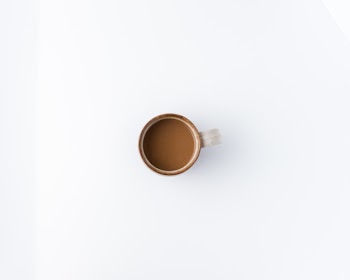 Minimal photo of coffee cup, flat lay, top view Free Photo