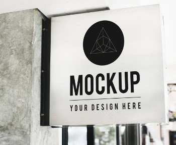 Minimal shop sign mockup with geometric design Free Psd