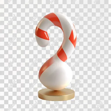 Minimalist 3D Candy Cane Christmas Ornament Design