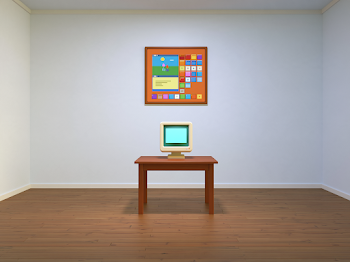 Minimalist 3D Office Space with Desktop Computer
