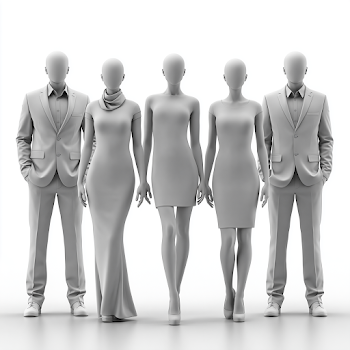 Minimalist 3D Render of Featureless Human Figures
