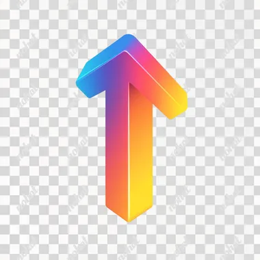 Minimalist 3D Upward Arrow Icon in Isometric Design