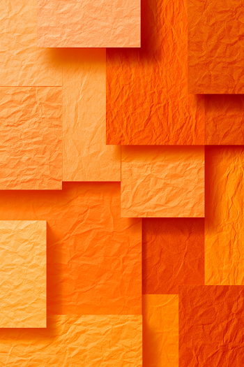 Minimalist Abstract Composition of Crumpled Orange Paper