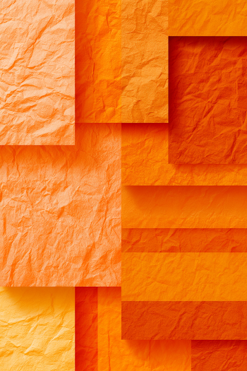 Minimalist Abstract Composition of Crumpled Orange Paper