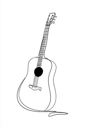 Minimalist Acoustic Guitar Line Art