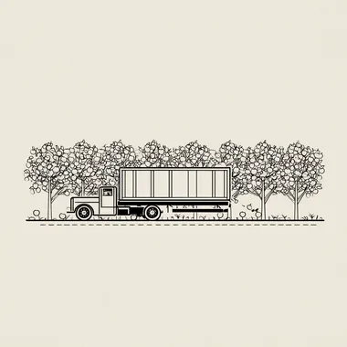 Minimalist Apple Orchard with Truck Minimalist Apple Orchard with Truck