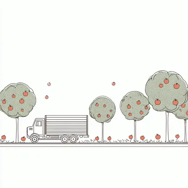 Minimalist Apple Orchard with Truck Minimalist Apple Orchard with Truck