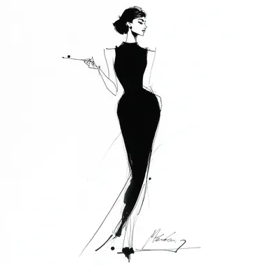 Minimalist Audrey Hepburn Sketch in Fashion Style Minimalist Audrey Hepburn Sketch in Fashion Style