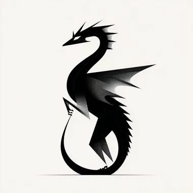 Minimalist Black and White Dragon Vector Art