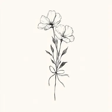Minimalist Black and White Flower Illustration Minimalist Black and White Flower Illustration