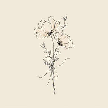 Minimalist Black and White Flower Line Art Minimalist Black and White Flower Line Art
