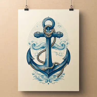 Minimalist Blue Anchor Illustration Minimalist Blue Anchor Illustration