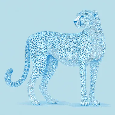 Minimalist Blue Cheetah Illustration Minimalist Blue Cheetah Illustration