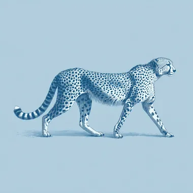 Minimalist Blue Cheetah Illustration Minimalist Blue Cheetah Illustration