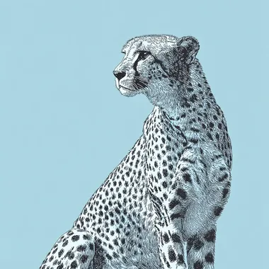 Minimalist Blue Cheetah Illustration Minimalist Blue Cheetah Illustration