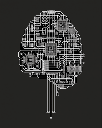 Minimalist Brain Illustration: Artificial Neural Network