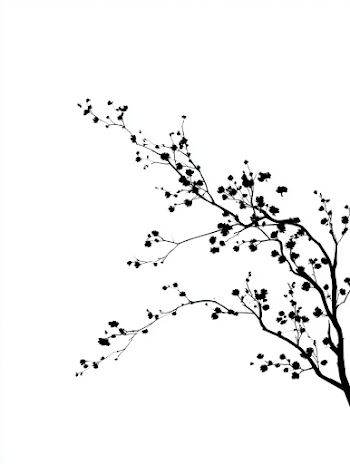 Minimalist Cherry Blossom Silhouette