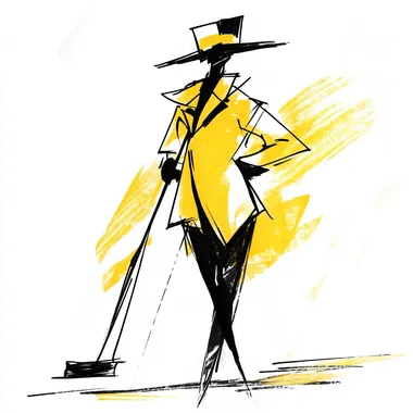 Minimalist Chimney Sweep Sketch with Yellow Accents Minimalist Chimney Sweep Sketch with Yellow Accents