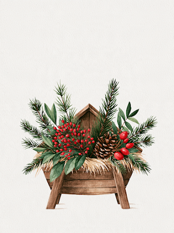 Minimalist Christmas Nativity Scene with Herbs