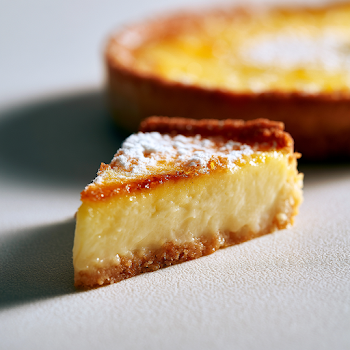 Minimalist Close-Up of a Lemon Tart Slice