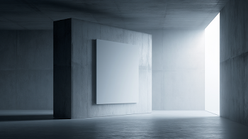 Minimalist Concrete Room with Integrated Canvas