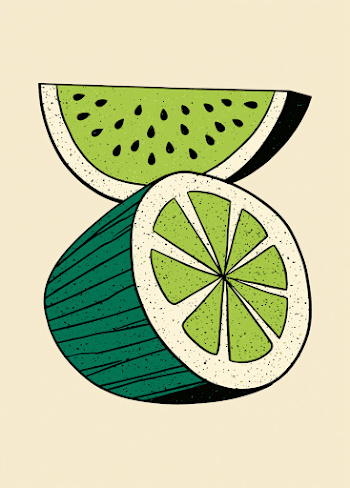 Minimalist Cucumber Illustration on Beige Background