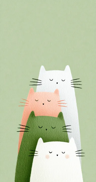 Minimalist Cute Cats Illustration Minimalist Cute Cats Illustration