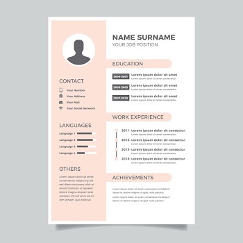 Minimalist design cv template Free Vector