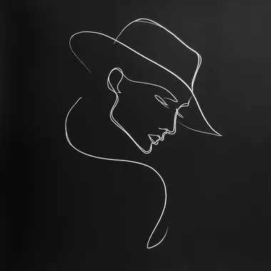 Minimalist Detective Profile in Continuous Line Art Minimalist Detective Profile in Continuous Line Art