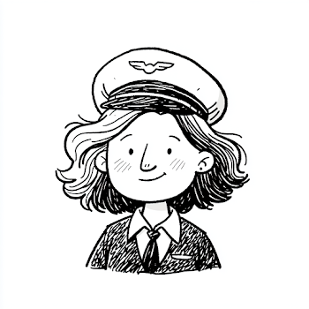 Minimalist Doodle of a Female Airline Pilot