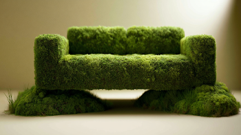 Minimalist Eco-Design Sofa Covered in Lush Green Moss