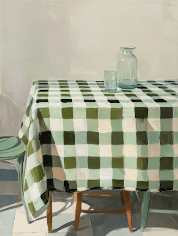 Minimalist Green Checkered Table