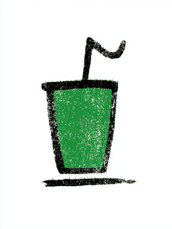 Minimalist Green Takeaway Coffee Cup Illustration