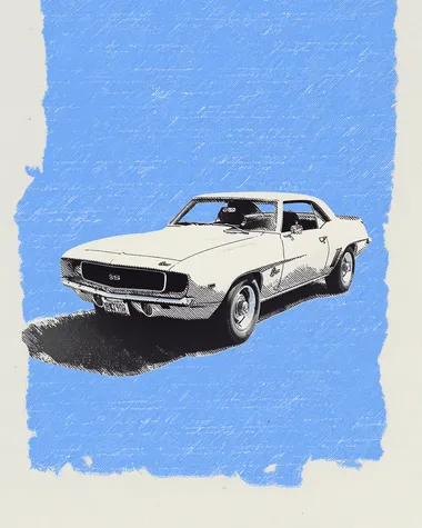 Minimalist Hand-Drawn Muscle Car Illustration Minimalist Hand-Drawn Muscle Car Illustration