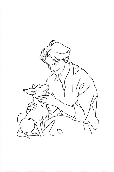 Minimalist Happy Man with Dog Minimalist Happy Man with Dog