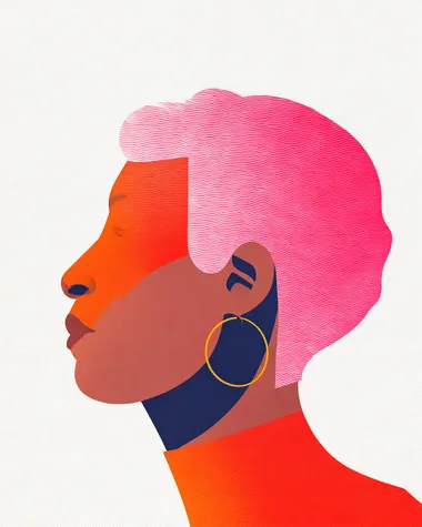 Minimalist Illustration of a Pink-Haired Mulatto Woman Minimalist Illustration of a Pink-Haired Mulatto Woman