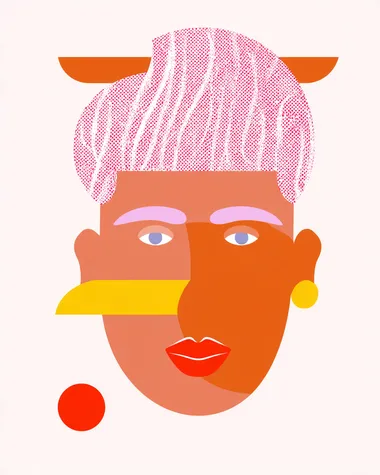 Minimalist Illustration of a Pink-Haired Mulatto Woman Minimalist Illustration of a Pink-Haired Mulatto Woman