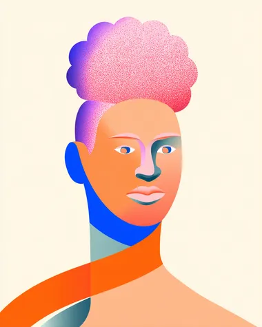 Minimalist Illustration of Pink-Haired Mulatto Woman Minimalist Illustration of Pink-Haired Mulatto Woman