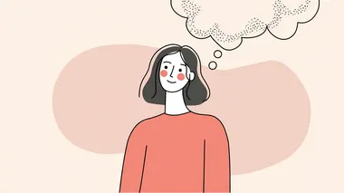 Minimalist Illustration of Woman with Thought Bubble Minimalist Illustration of Woman with Thought Bubble