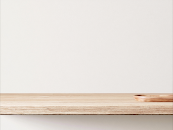 Minimalist Interior Still Life with Natural Wood Shelf