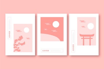 Minimalist japanese cover collection Free Vector