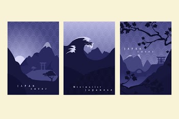 Minimalist japanese cover collection Free Vector