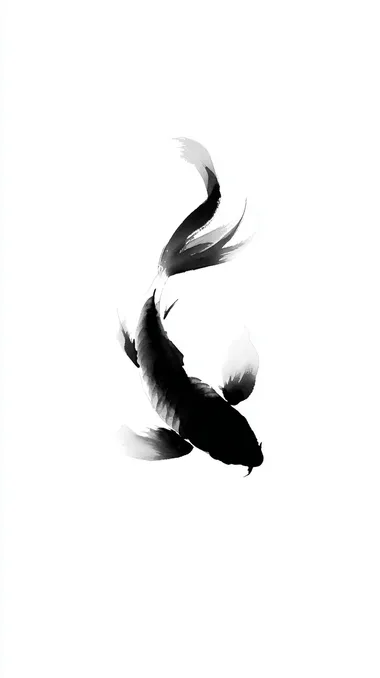 Minimalist Koi Fish Sumi-e Ink Painting Minimalist Koi Fish Sumi-e Ink Painting