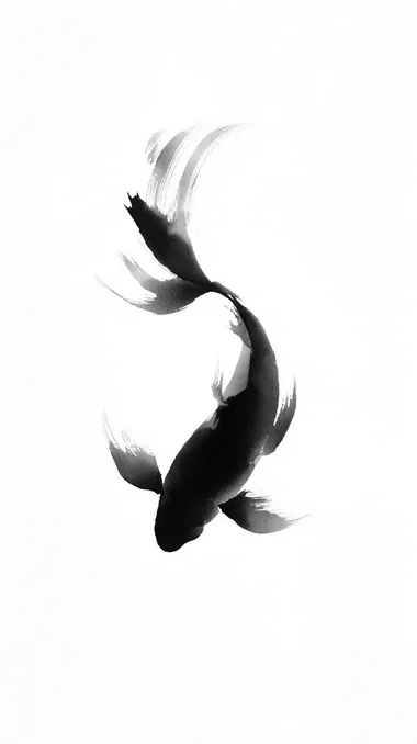 Minimalist Koi Fish Sumi-e Ink Painting Minimalist Koi Fish Sumi-e Ink Painting