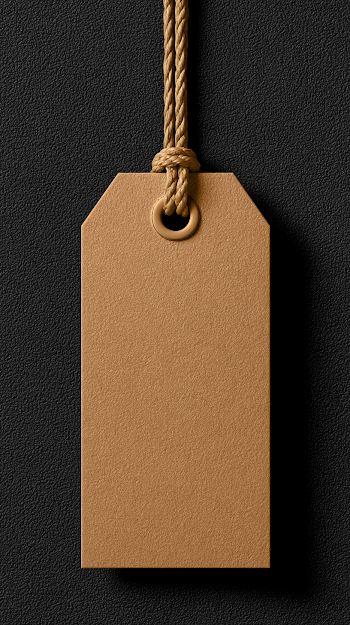 Minimalist Kraft Paper Hang Tag on Black Background