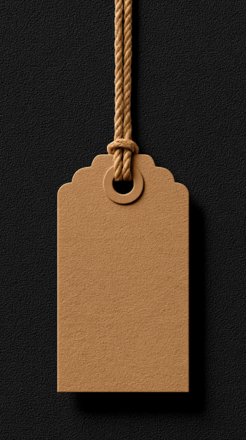 Minimalist Kraft Paper Hang Tag on Black Background